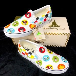 2022 Disney Parks 50th Mickey & Friends Vans Off The Wall Slip Shoes - NEW